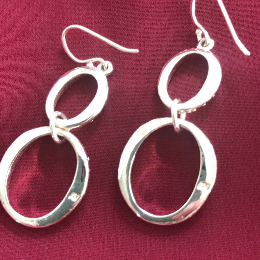 Dangling Rhinestone Loop Double Earrings - image 2